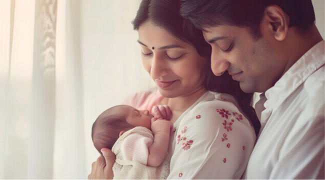 Indian Couple with New Born Baby IVF Angels Fertility Clinic Goa