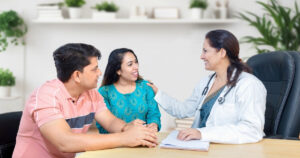 Hopeful couple at fertility consultation at IVF Angels Goa