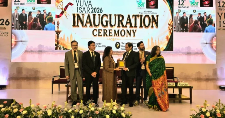 Dr. Milind Colvalcar with ISAR office bearers during the inauguration ceremony of the 12th National YUVA ISAR 2026 conference.